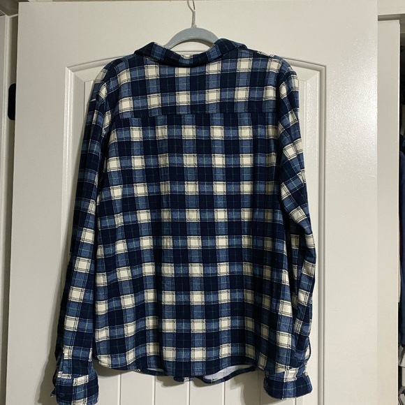 Blue and White Plaid Button-Up Shirt - Picture 3 of 4